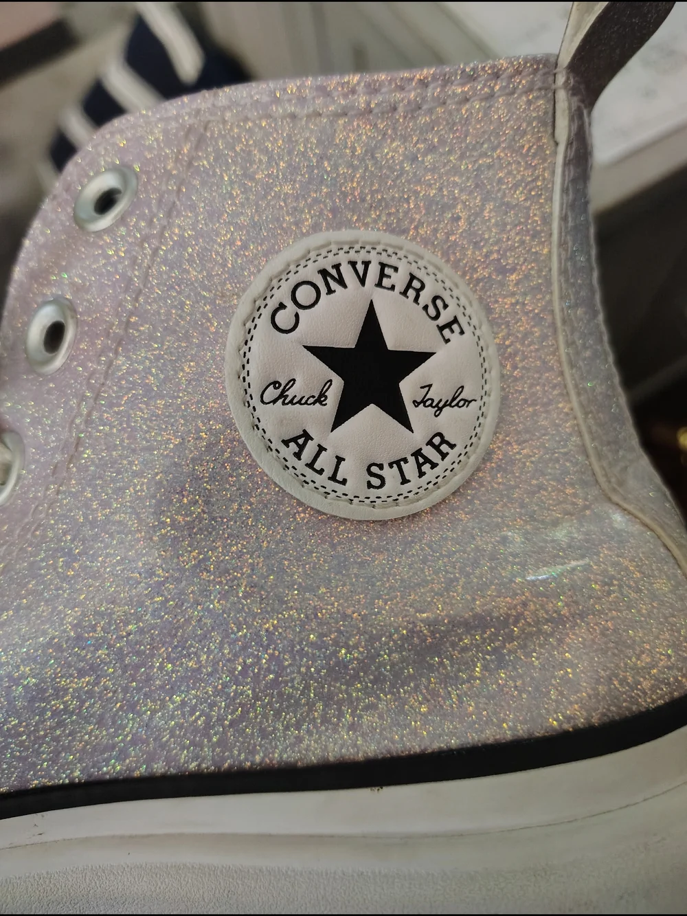 Converse Glitter High-Top Platform Sneakers in Light Pink